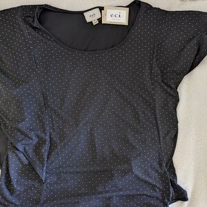 ECI Black Blouse with Gold Accents